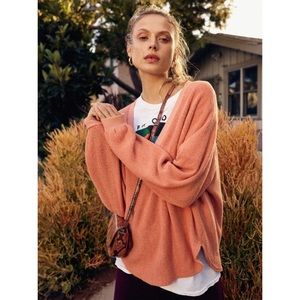 Lilith Cozy Plunging V Neck Top Urban Outfitters